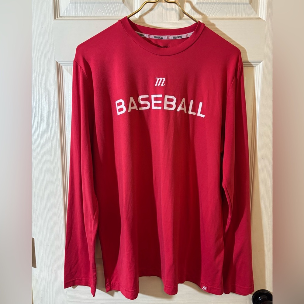 Mizuno Red Long Sleeve Baseball Tee